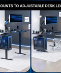 Hella Sturdy Clamp On Desk Leg Mount For Large PC Towers Under Desk CPU Storage Rack Easy Tool Free Setup keeps your rig elevated beside desk.