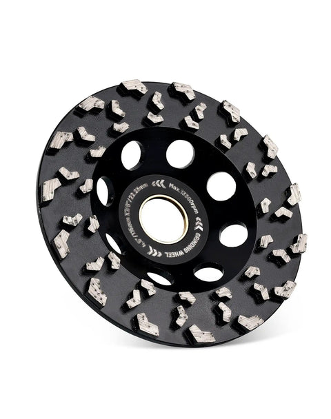 4.5 Inch Diamond Cup Wheel For Aggressive Concrete Grinding And Coating Removal 30 To 40 Grit With Seven Eighths Inch Arbor Heavy Duty