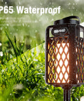 2-Pack Outdoor Torch Atmosphere Bluetooth Speakers, 10W Portable IP65 Waterproof LED Flame Lights in garden setting