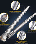 Front view of TGFTGF 17-piece SDS Plus drill bit and chisel set with storage case, carbide tips.