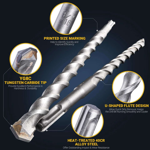 Front view of TGFTGF 17-piece SDS Plus drill bit and chisel set with storage case, carbide tips.