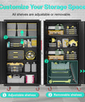 71 Inch Steel Garage Storage Cabinet On Wheels Lockable Metal Tool Cabinet With Four Adjustable Shelves Built Tough