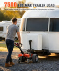 Heavy Duty Electric Trailer Dolly 800W Motor, 48V Lithium Battery Power, 7500 Lbs Cap, Moves Rvs Boats And Boat Trailers, 2 Inch Hitch Ball For Easy Tow Hauling And Cargo Utility Transport image, man using dolly to reposition RV.