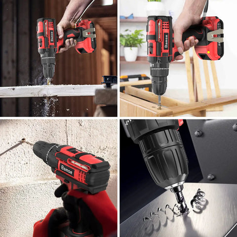 Beast 21V Cordless Drill Driver Set With 2.0Ah Battery Hammer Drill Mode in use for wood and metal projects