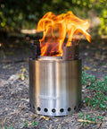 Go To Campfire Wood Burning Stove For Backpacking Portable Stainless Steel Stove for outdoor cooking with flames outdoors.