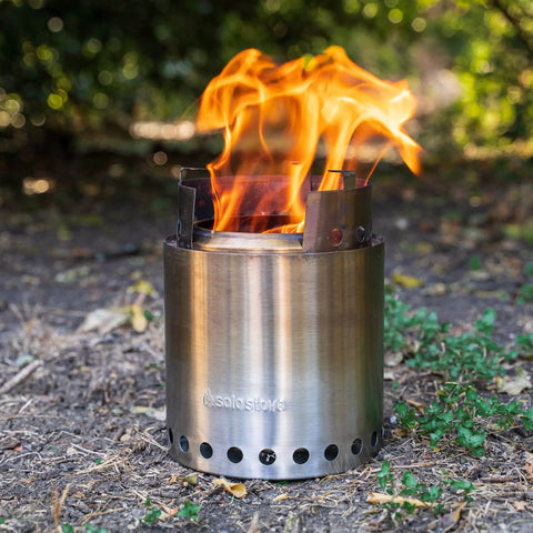 Go To Campfire Wood Burning Stove For Backpacking Portable Stainless Steel Stove for outdoor cooking with flames outdoors.