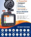 4K Dash Cam With WiFi 6 GPS For Clear Night Vision And WDR Ultra HD 2160P 150 Degree Wide Angle Two Point Four Inch IPS Screen