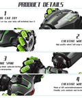 Product details of 4WD Gesture Sensor RC Car With Hand Control And 2.4G Remote Double Sided 360 Degree Spin Lights And Music Stunt Toy Car For Boys And Girls Perfect Birthday Gift For Playtime showing wheels and spine.