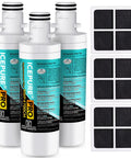 Three Pack NSF 401 Certified Refrigerator Water Filter And LT120F Air Filter Replacement For LT1000P LT1000PC And LFXS26973S