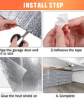 Installation steps of garage door insulation kit with 16 double bubble panels and 100 adhesive tape, reflective aluminum barrier