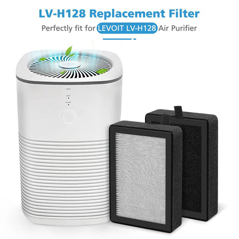 LV-H128 air purifier with 4 Pack LV H128 RF Replacement Filter Easy Swap For LV H128 Air Purifier 3 In 1 Filtration