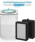 Image showing a Six Pack Replacement Filter For LV H128 Air Purifier And Similar Models with filters next to a purifier unit.