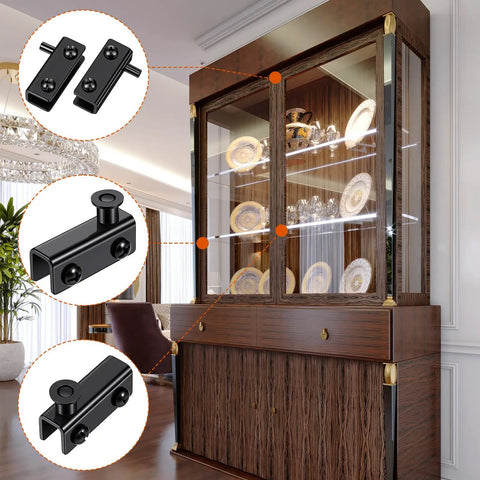 Adjustable Glass Door Pivot Hinge Clamp Kit For 3-6mm Cabinet Glass Doors No Drilling Easy Install Replacement Hinges
