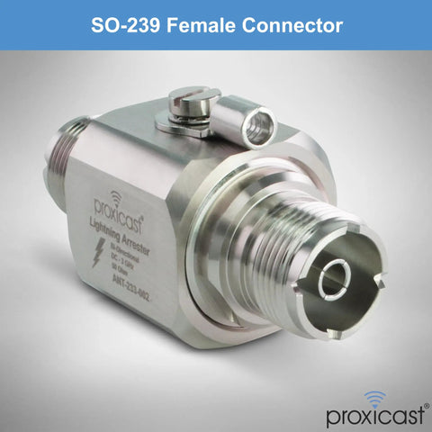 Coaxial Lightning Arrester And Surge Protector With UHF SO239 Female Connectors For RF Ham Radios And Antennas Outdoor Rated