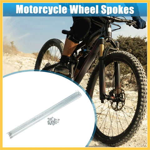 12 Pack 14G J Bend Bicycle Spokes Galvanized 296mm 11.65 Inches With Brass Nipples steel spokes for MTB on mountain terrain