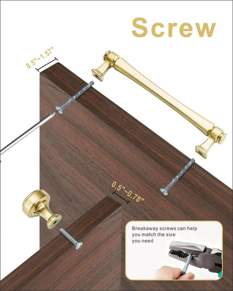 10 Pack Brushed Gold Cabinet Pulls, 7.5 Inch Center To Center Zinc Alloy Handles, screw installation on cabinet
