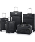 Set of Solyte DLX Softside Luggage with Smart Sleeve, Right Height Pull System, Inline Skate Wheels, Midnight Black