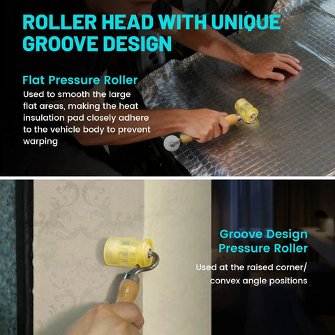 NuIth 3-in-1 auto car sound-deadening roller with groove design; yellow PU wheel with bearings and V-shaped head