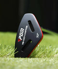 35 Inch Right Handed Golf Chipper with 32 Degree Loft on grass, close-up of club face and markings