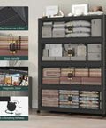 Massive Extra Large 4 Tier Stackable Storage Cabinet With Lids And Wheels, 960 QT Capacity, clear doors, in home setting