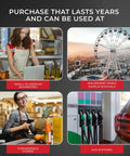 Collage showing Ultra Fast Cash Counter usage in businesses, festivals, stores, and gas stations.