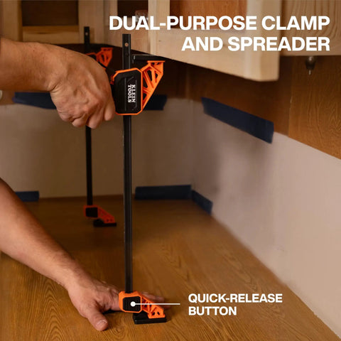 Speed-Klamp 12 Inch Bar Clamp Set, 2 Pack With One Handed Operation in use under cabinet