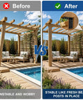 Comparison of pergolas with and without Super Strong Heavy Duty Steel L Angle Brackets Six By Six By Five Inches Two Pack For Wood.