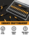 Heavy Duty 2 Inch Security Torx Bits Set, 14 Pieces S2 Steel Screwdriver Kit With Magnetic Holder, T5 To T40 Tamper Resistant Socket Bits in clear case.