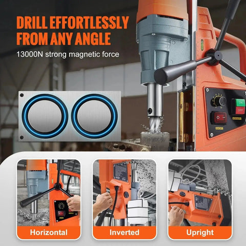 Powerful 1550W Magnetic Drill with 2 Inch Boring Capacity 13000N Pull 500 RPM Portable Electric Mag Drill Press Variable Speed in use.