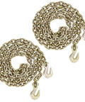 Two Pack Heavy Duty Transport Chain With Three Eighths Inch Clevis Hooks Grade Seventy NACM Standard 70 G70 Chain Ten Feet Long For Cargo Securement And Tie Down