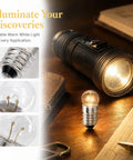 Top Shelf E10 Miniature Light Bulbs Offering Hella Reliable Warm White Glow for Your Home Lab or Flashlight Fixes. Close-up of E10 bulb with screw base.
