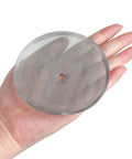 Six Piece Replacement French Press Filter Set Four Inch Stainless Steel Mesh Screens Ultra Fine 100 Mesh shown in hand