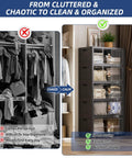 No Sweat Roll Away Stackable Storage Bins With Smooth Casters And Parking Brakes Large Folding Closet Organizers For Messy Rooms And Junk Drop Boxes Black Five Pack Ready organized closet comparison image