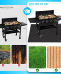 Image comparing damage with and without 40 Inch Square Fire Pit Mat For Decks, Patios And Grills, Fireproof And Waterproof Under Grill Pad.