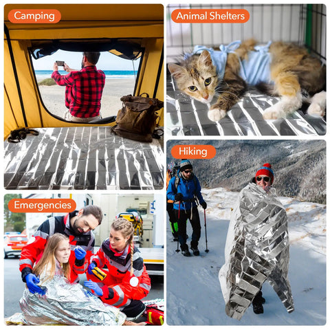 6 Pack Emergency Mylar Space Blankets Kit For Outdoor Survival, Hiking, Camping Reflective Thermal Blankets in various uses