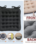 Premium Breathable Office Chair Cushion With Non Slip Surface, 16.5 x 15.7 x 1.6 Inches, front and back view, black cushion