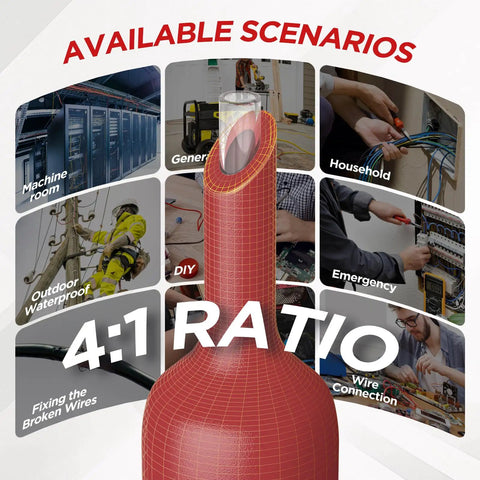 Heavy Duty 7 Size Heat Shrink Tubing Roll Kit With Four To One Shrink Ratio And Glue Lined Core 54 Feet Long showcased for various uses.