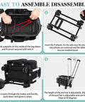 Assembly and disassembly steps for Rolling Cleaning Caddy On Wheels With Hard Bottom And Wearable Tote Handles Four Carry Options