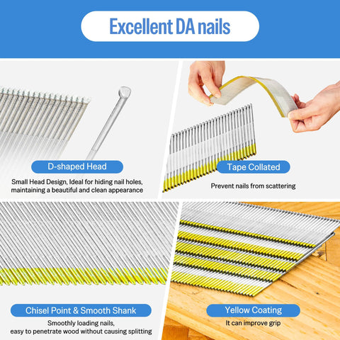 15 Gauge Finish Nails Two And One Half Inch 34 Degree Angled Galvanized No Rust For Pneumatic Electric Finish Nailer DA Series 2400