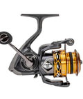 Real Smooth Spinning Fishing Reel Size 200 decked out with 10 plus 1 bearings and 6.2 to 1 gear ratio, side view.