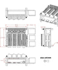 Raspberry Pi GPIO Status LED and Terminal Block Breakout Board HAT for A Plus 3A Plus B Plus 2B 3B 3B Plus and 4B with 5V and 3.3V Indicators and Plug and Play GPIO High Low LEDs, dimensioned technical drawing
