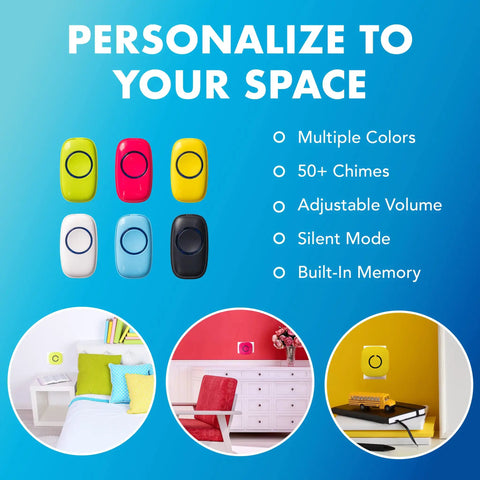 Wireless Doorbell Kit for Home, Apartments, Offices and Classrooms With 2 Transmitters, multi-color options and room setups