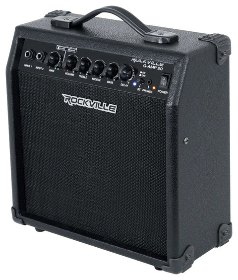 20 Watt Guitar Amp Combo With Bluetooth Built In Delay Dual Guitar Inputs Clean And Overdrive Modes Six Point Five Inch Speaker EQ Controls Portable Practice Amp For Small Gigs And Jams