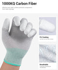 ESD Anti Static Gloves With Carbon Fiber For High Resistance Hand Protection, Medium Size, PU coated fingers detail