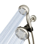 12-Mode 2-In-1 Dual Shower Head System With 5-Foot Hose And PowerPulse Therapeutic Massage Brushed Nickel Finish Easy Install