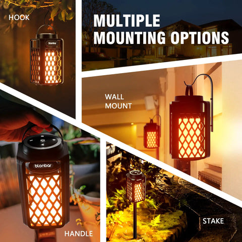 2-Pack Outdoor Torch Atmosphere Bluetooth Speakers, 10W Portable IP65 Waterproof LED Flame Lights with multiple mounting options