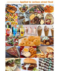 Hustle Ready Mobile Catering Trailer With Full Cooking Line And Spacious Serve Window Built For Wedding Receptions Corporate Functions And Bustling Street Markets showcasing diverse street food items.