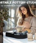 Person using All-In-One Pottery Wheel Kit For Adults And Beginners With Six Inch Turntable, Two-Way Rotation, Adjustable Speed