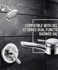Slick Chrome Metal Lever Handle Kit For Delta 17 Shower Valve Swap Dual Function Faucet Control with showerhead and valve.