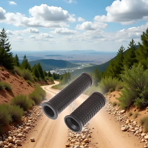 Grippy Universal Mountain Bike Handlebar Grips Twisting Shifters Shock Absorbing Anti Slip Soft Rubber Comfort Grips on Mountain Trail